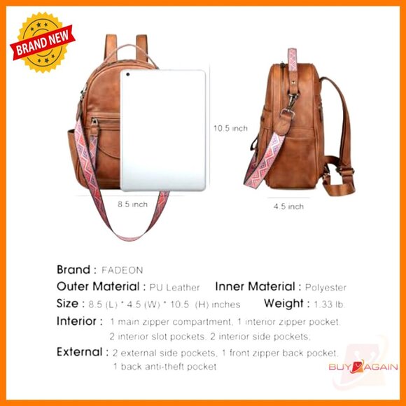 Mini Leather Backpack Purse, Waterproof, Multiple Pockets, Shoulder Bag main image 4